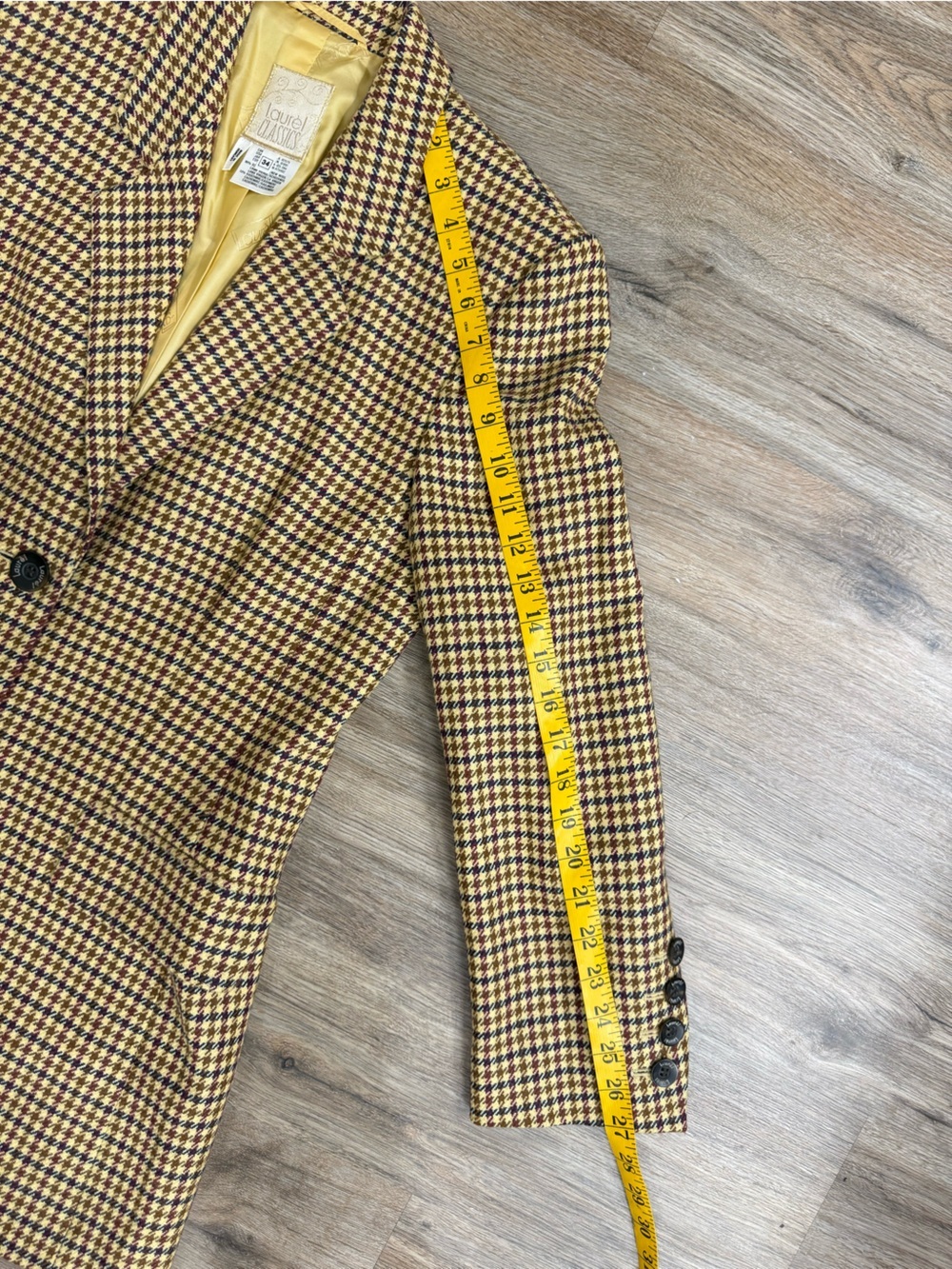 Laurel Classics Wool Cashmere Houndstooth Longline Blazer Jacket Old Money Sz S - Picture 12 of 13